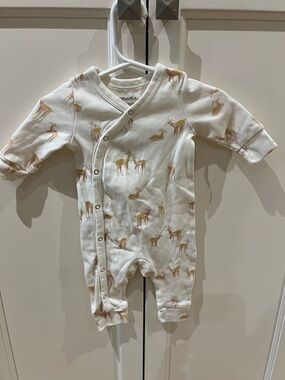 Pehr 0-3m Deer fawn Baby Footie with Snap Front